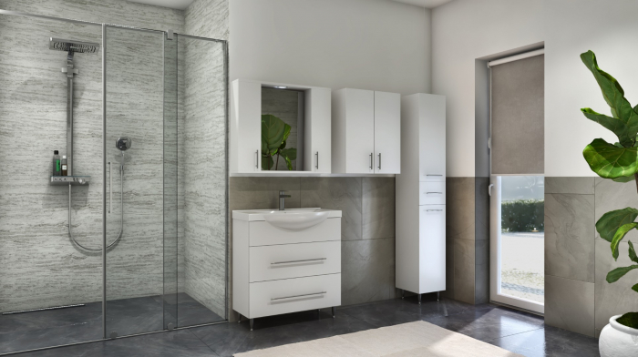 Oglinda seria 020, front MDF, alb, 80x71 cm [3]