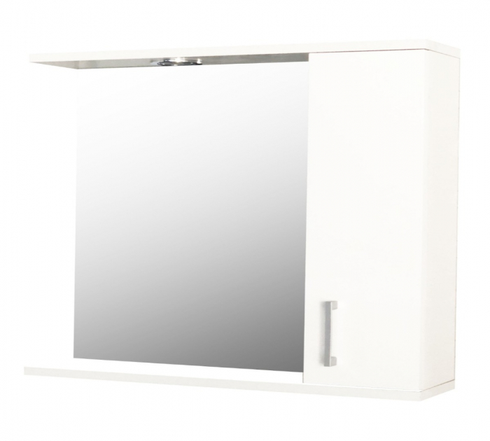 Kit oglinda cu iluminare LED si dulap, PROMO, alb, 70x60 cm