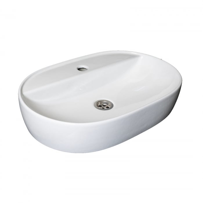 Lavoar ceramic alb ROUND cu accesorii 8301-A, 60x38x12 cm