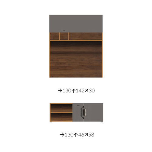 Set Living DAVOS Z.P., 4 corpuri, cu lumini LED si soft close, corp PAL nuc inchis, fronturi MDF gri si Comoda DAVOS D/12, 3 usi si 3 sertare [5]