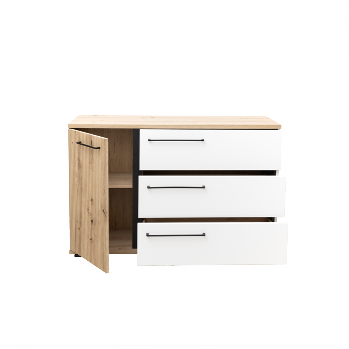 Living MOLTO Z.A, 5 corpuri si Comoda ML12, cu usa si 3 sertare, corp artisan, fronturi MDF artisan + alb, 466x53x201 cm [4]