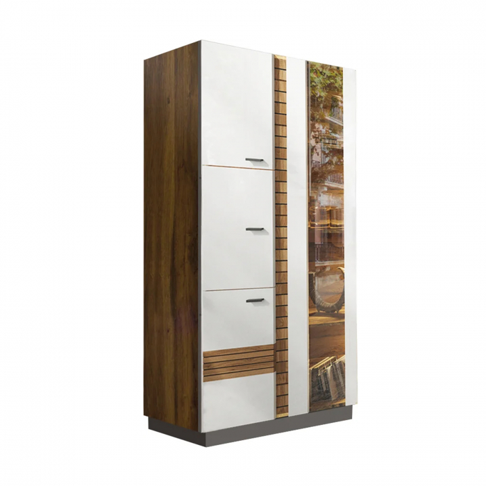 Living VAL GARDENA Z.P., 4 corpuri, cu lumini LED, corp PAL nuc, fronturi MDF late lucios, 302x53x199 cm - ExpoMob [3]