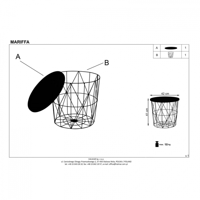 Masa cafea MARIFFA, ⌀ 42 cm - ExpoMob [2]