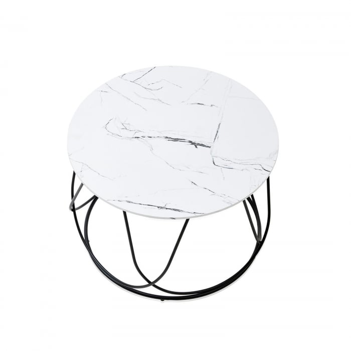 Masa cafea NUBIRA, marmura alb + auriu, ⌀ 60 cm - ExpoMob [3]