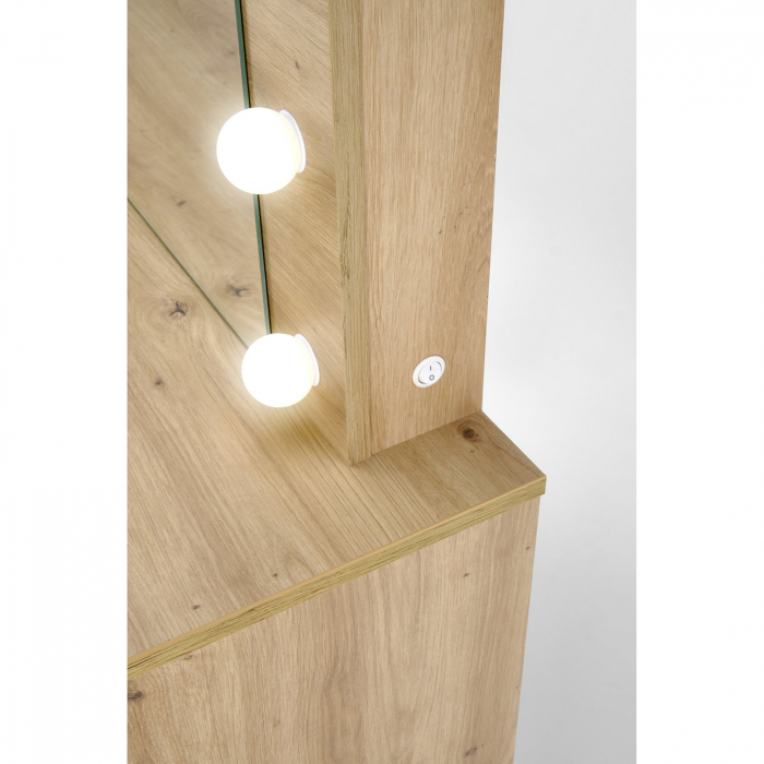 Masuta de toaleta HOLLYWOOD, cu oglinda si iluminare LED, stejar, 94x43x140 cm - ExpoMob [2]