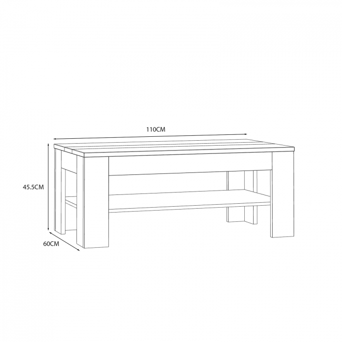 Masuta living AMBRA, alb + stejar Rovere, 110x60x46 cm - ExpoMob [4]