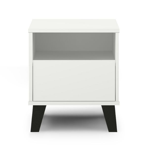 Noptiera BORG, 1 sertar, alb, 40x38,8x45,6 cm