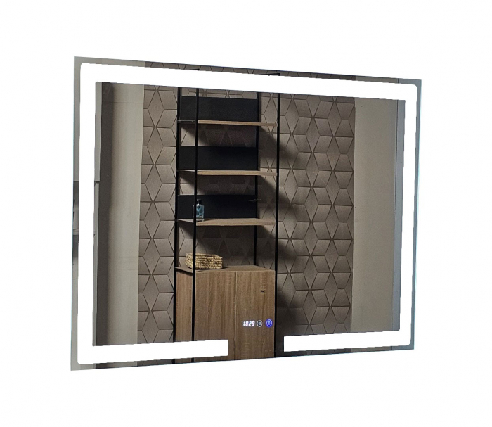 Oglinda cu iluminare LED, functie dezaburire, ceas si termometru, MD1, 100x80 cm [2]