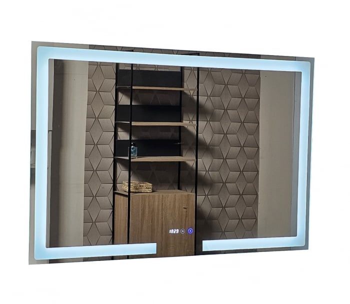 Oglinda cu iluminare LED, functie dezaburire, ceas si termometru, MD1, 120 x 80 cm