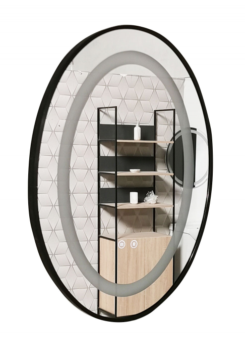 Oglinda cu iluminare LED si functie dezaburire, MD3, rama neagra, 50x70 cm [2]