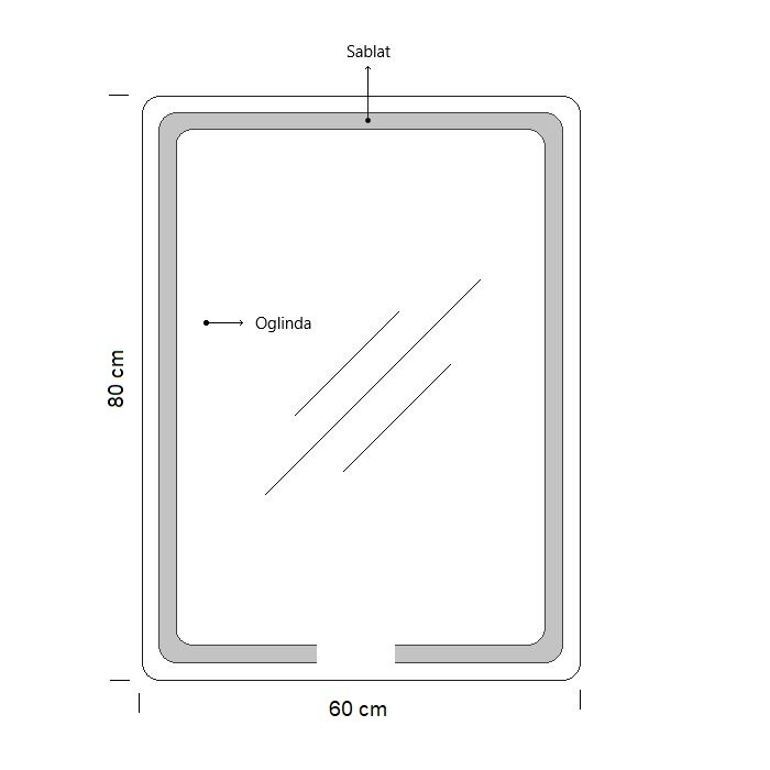 Oglinda cu iluminare LED, functie dezaburire, ceas si termometru, MD1, 60x80 cm [3]