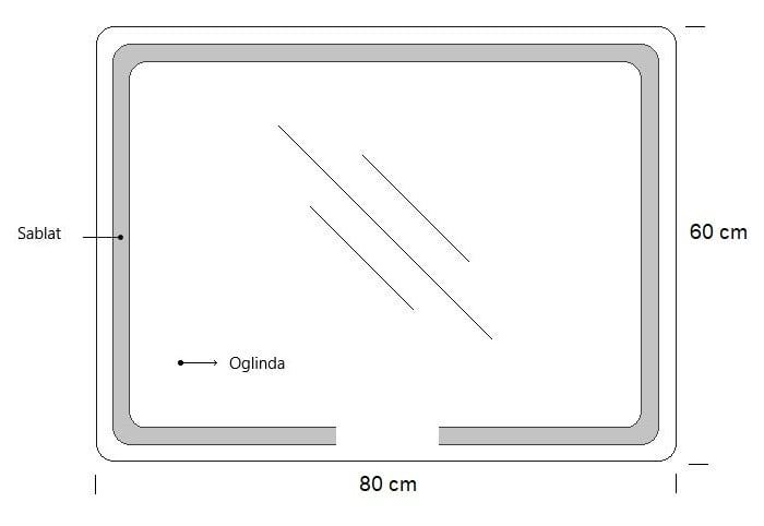 Oglinda cu iluminare LED si intrerupator touch, MD1, 80x60 cm [3]