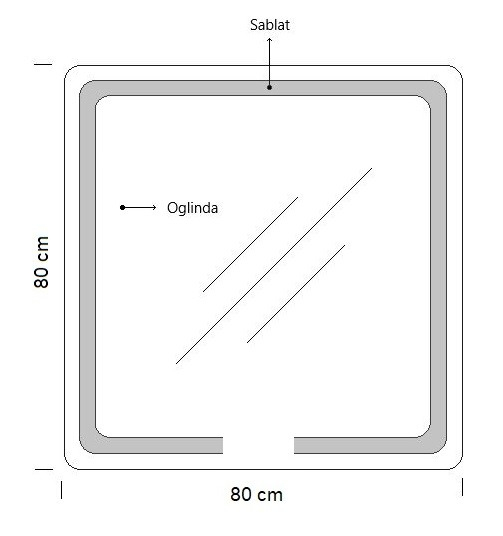 Oglinda cu iluminare LED si intrerupator touch, MD1, 80x80 cm [3]