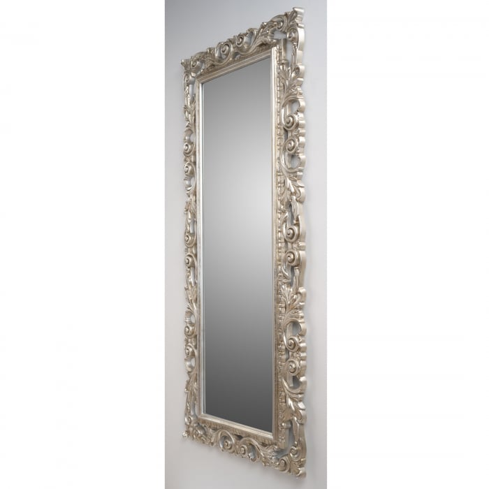 Oglinda cu rama ornamentala FIORE, argintiu, 180x5x75 cm