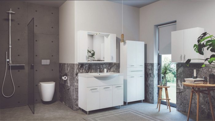 Oglinda seria 020, front MDF, alb, 100x71 cm [3]