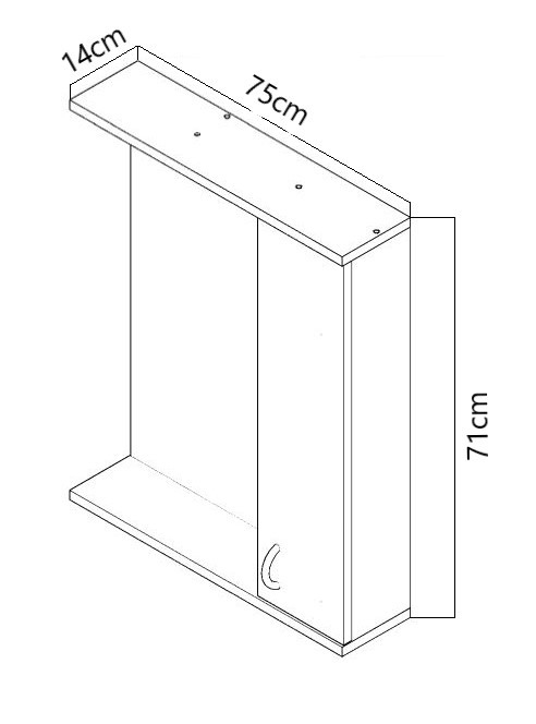 Oglinda seria 020, front MDF, alb, 75x71 cm [4]
