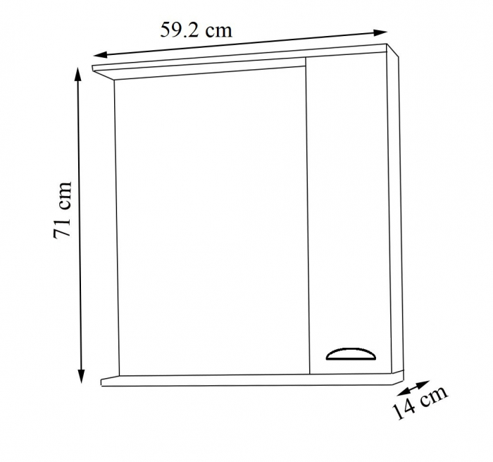 Oglinda cu iluminare LED, seria 172, front MDF, alb rustic, 60x71 cm [4]