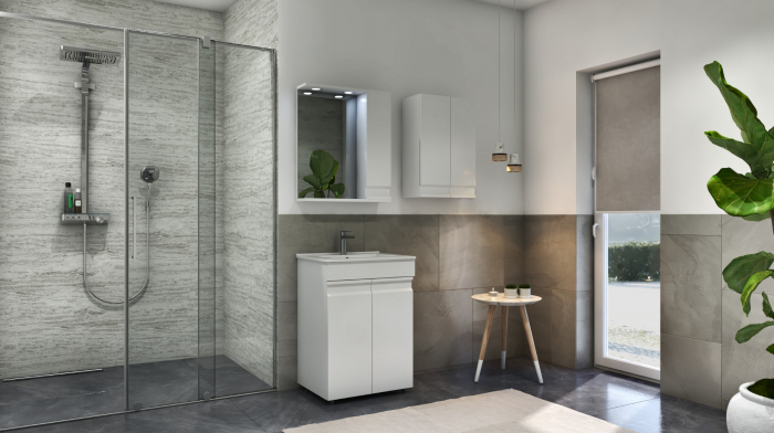 Oglinda seria 786, front MDF, alb, 60x71 cm [3]