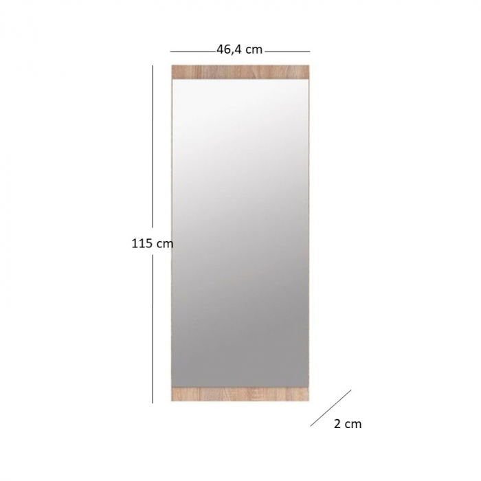 Oglinda NORTON, stejar sonoma, 46,4x2x115 cm [2]