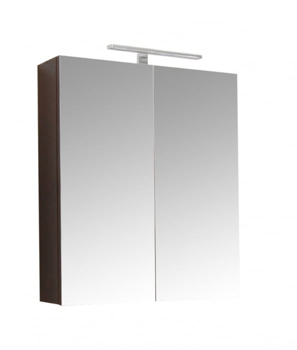 Oglinda cu iluminare LED, QUATTRO, wenge, 60x68 cm