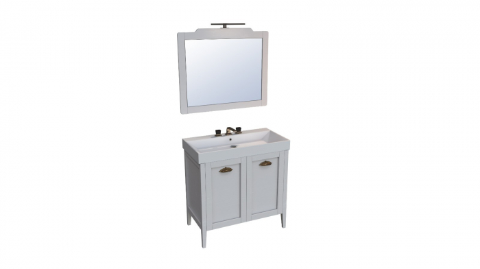 Oglinda seria 601, alb rustic, 80x73 cm [2]