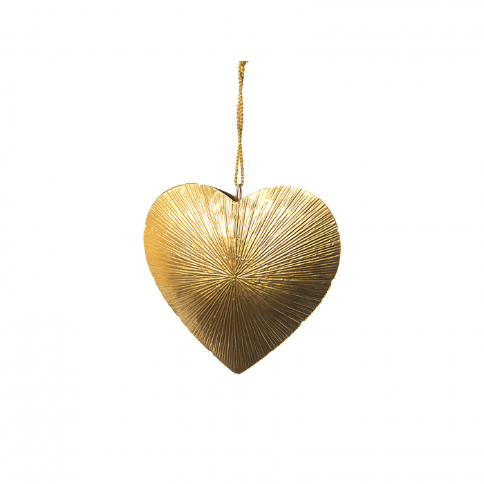 Ornament de agatat, metalic, auriu, inima, 15x15 cm