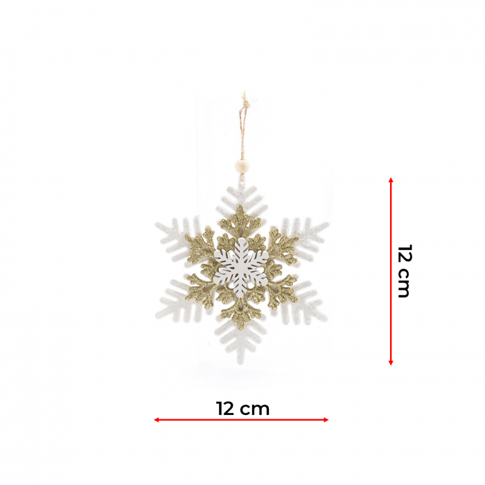 Ornament fulg  de agatat, auriu + alb, 12 cm - ExpoMob [3]