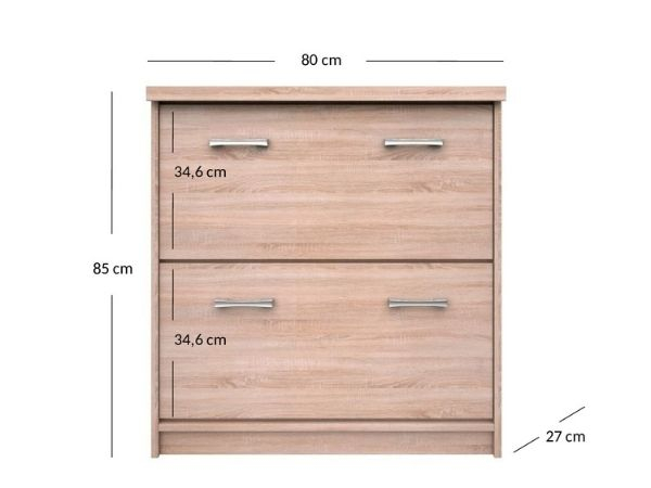 Pantofar TOP MIX, 2 uși tip clapetă, stejar sonoma, 80x27x85 cm [4]