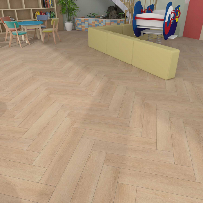 Pardoseala SPC Heringbone Des Oak 207 4+1 mm, 1.8 mp / cutie, beige - ExpoMob [2]