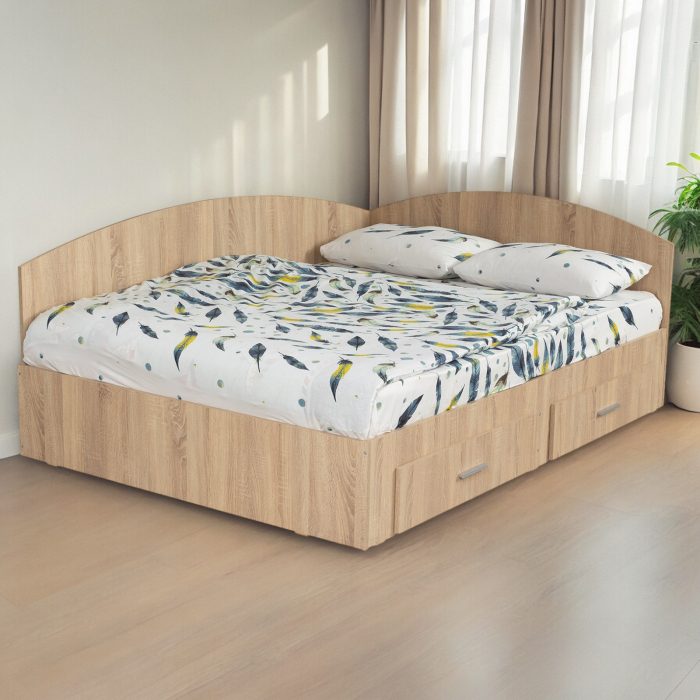 Pat Colt Alma 160x200 cm, cu 2 sertare laterale pe role, colt interschimbabil - ExpoMob [6]
