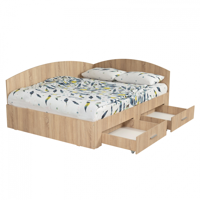 Pat Colt Alma 160x200 cm, cu 2 sertare laterale pe role, colt interschimbabil - ExpoMob [3]