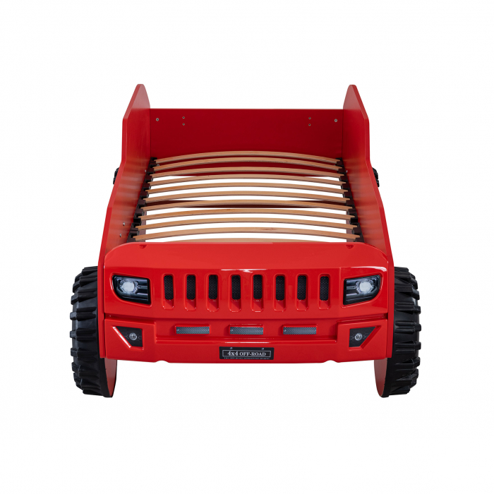 Pat pentru copii masina ECO JEEP, rosu, 90x190 cm [2]