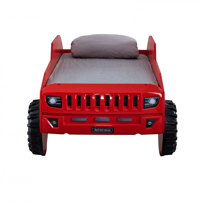 Pat pentru copii masina ECO JEEP, rosu, 90x190 cm [7]
