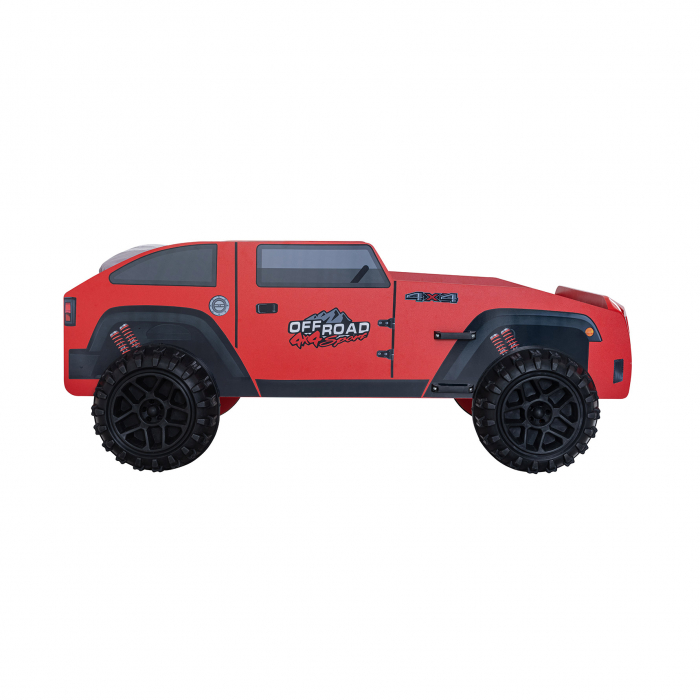 Pat pentru copii masina ECO JEEP, rosu, 90x190 cm [3]
