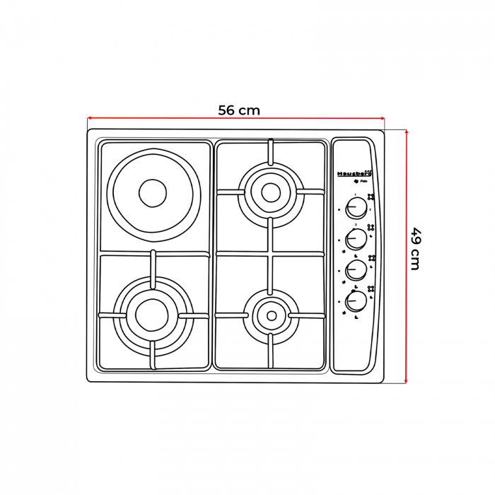 Plita incorporabila pe gaz Hausberg HB-562, 3 arzatoare pe gaz, 1 arzator electric - ExpoMob [8]