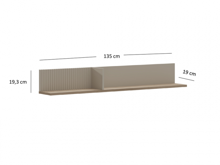 Raft suspendat DOMINICA, taupe + stejar silverjack, 135x19x19,5 cm [3]