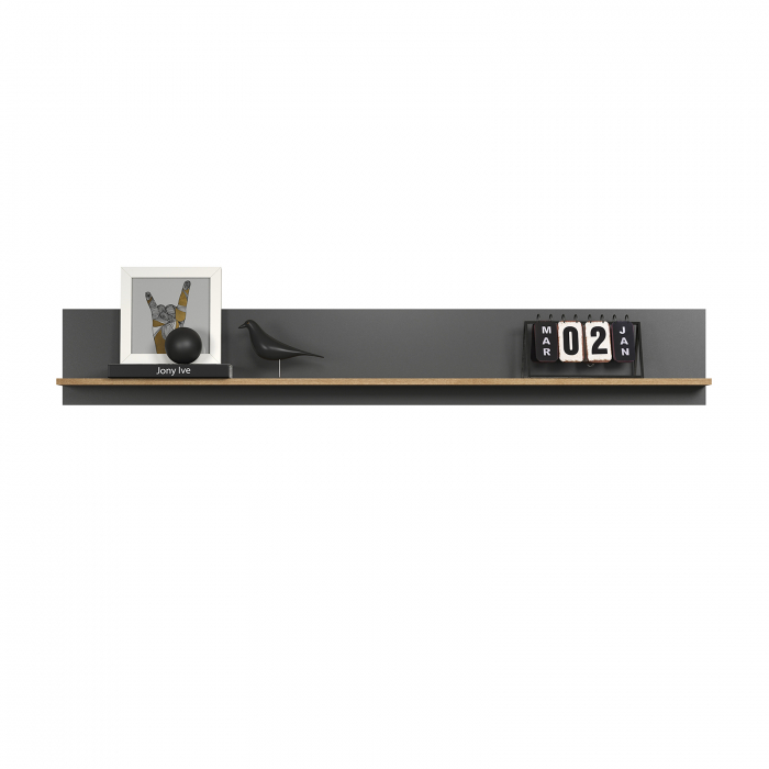 Raft suspendat ESTEBAN, grafit + stejar evok, 150x17,6x25 cm [4]