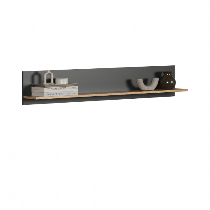 Raft suspendat ESTEBAN, grafit + stejar evok, 150x17,6x25 cm [5]