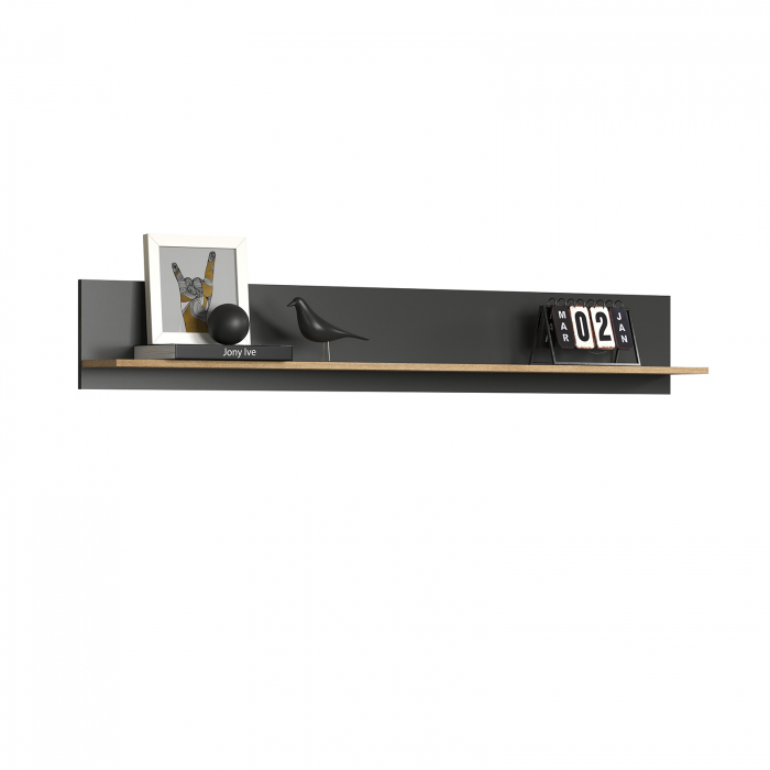 Raft suspendat ESTEBAN, grafit + stejar evok, 150x17,6x25 cm [6]