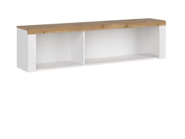 Raft suspendat VIGO, alb + stejar wotan, 156x32x40 cm