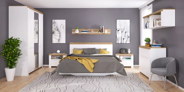 Raft suspendat VIGO, alb + stejar wotan, 156x32x40 cm [3]