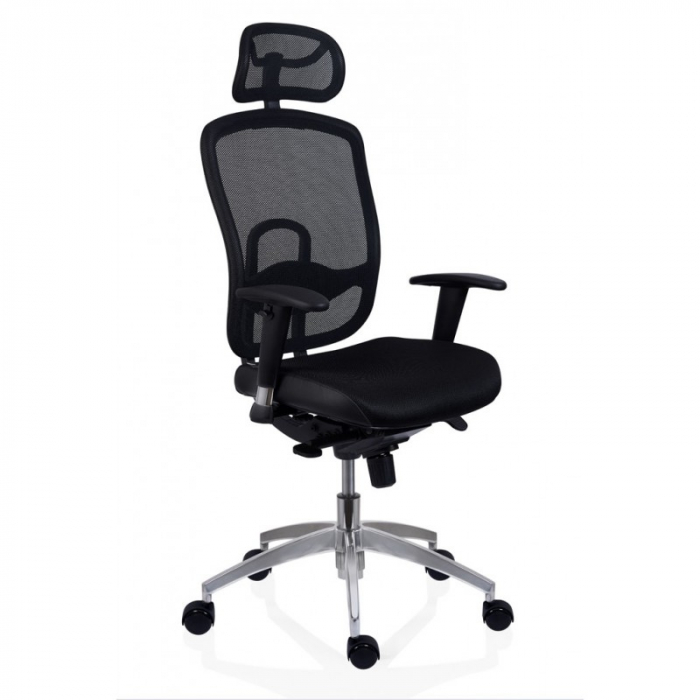 Scaun birou ergonomic OKLAHOMA, rotativ, ajustabil, negru, 63x48x123/131 cm - ExpoMob [1]