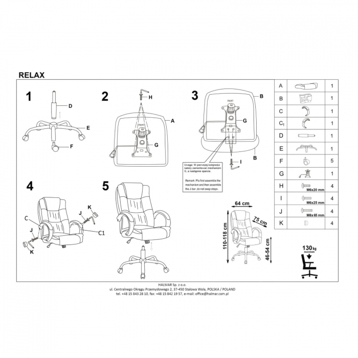 Scaun birou executiv RELAX, bej, 64x75x11 cm - ExpoMob [3]