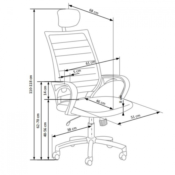 Scaun birou SOCKET negru + alb, 61x68x118 cm [2]
