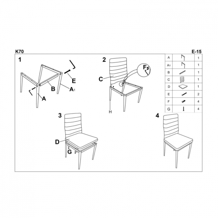 Scaun CHAIR K70, tapitat, 41x50x98 cm - ExpoMob [2]