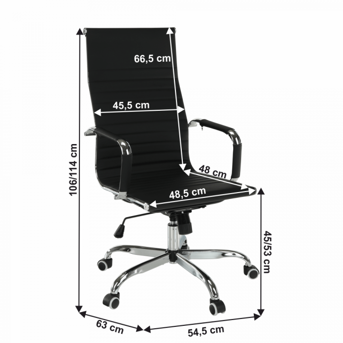 Scaun de birou AZURE 2 NEW, cu brate, rotativ, ajustabil, piele ecologica, 54,5x63x106/114 cm - ExpoMob [19]