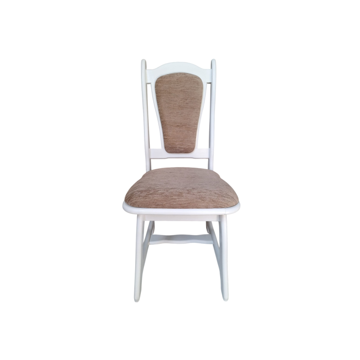 Scaun IZA, cadru alb + stofa maro, 45x45x95 cm