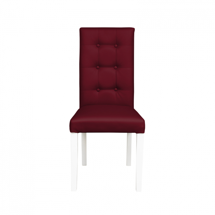 Scaun living TEO LUX, picioare lemn alb, piele ecologica bordo, 46x46x97 cm