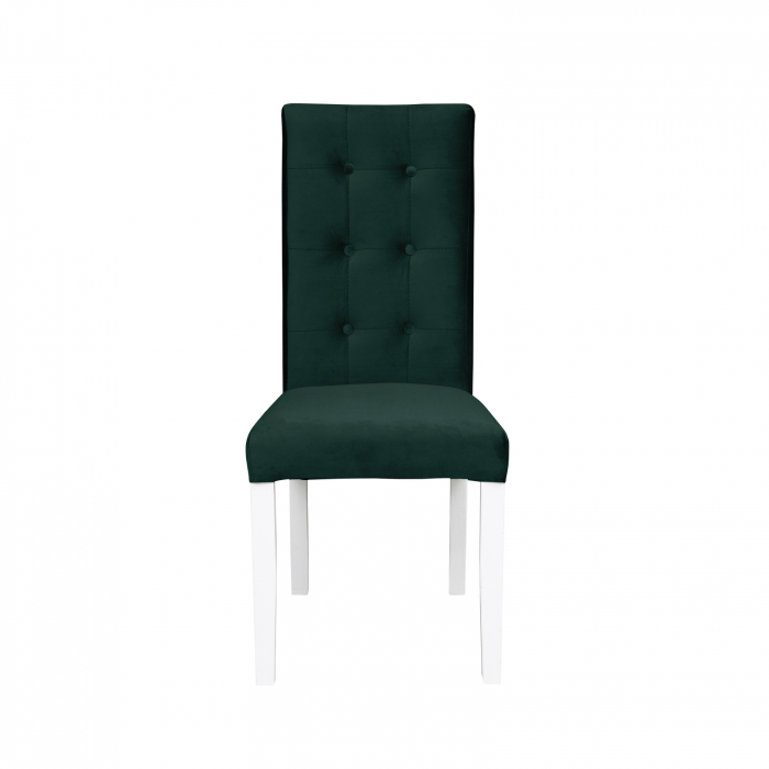 Scaun living TEO LUX, picioare lemn alb, stofa verde smarald, 46x46x97 cm