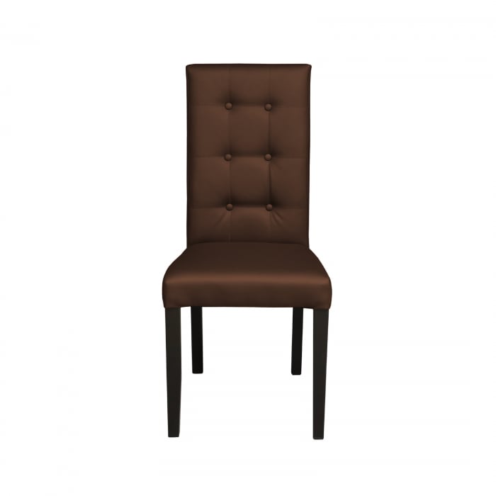 Scaun living TEO LUX, picioare lemn wenge, piele ecologica maro deschis, 46x46x97 cm